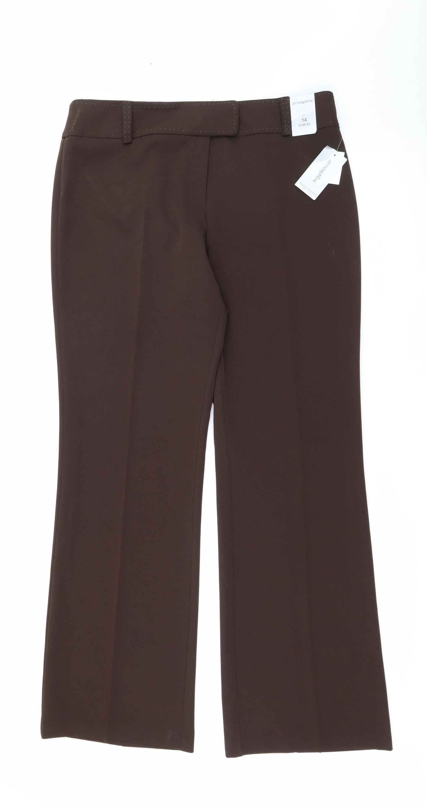 Primark Womens Brown  Polyester Trousers  Size 14 L31 in Regular Zip