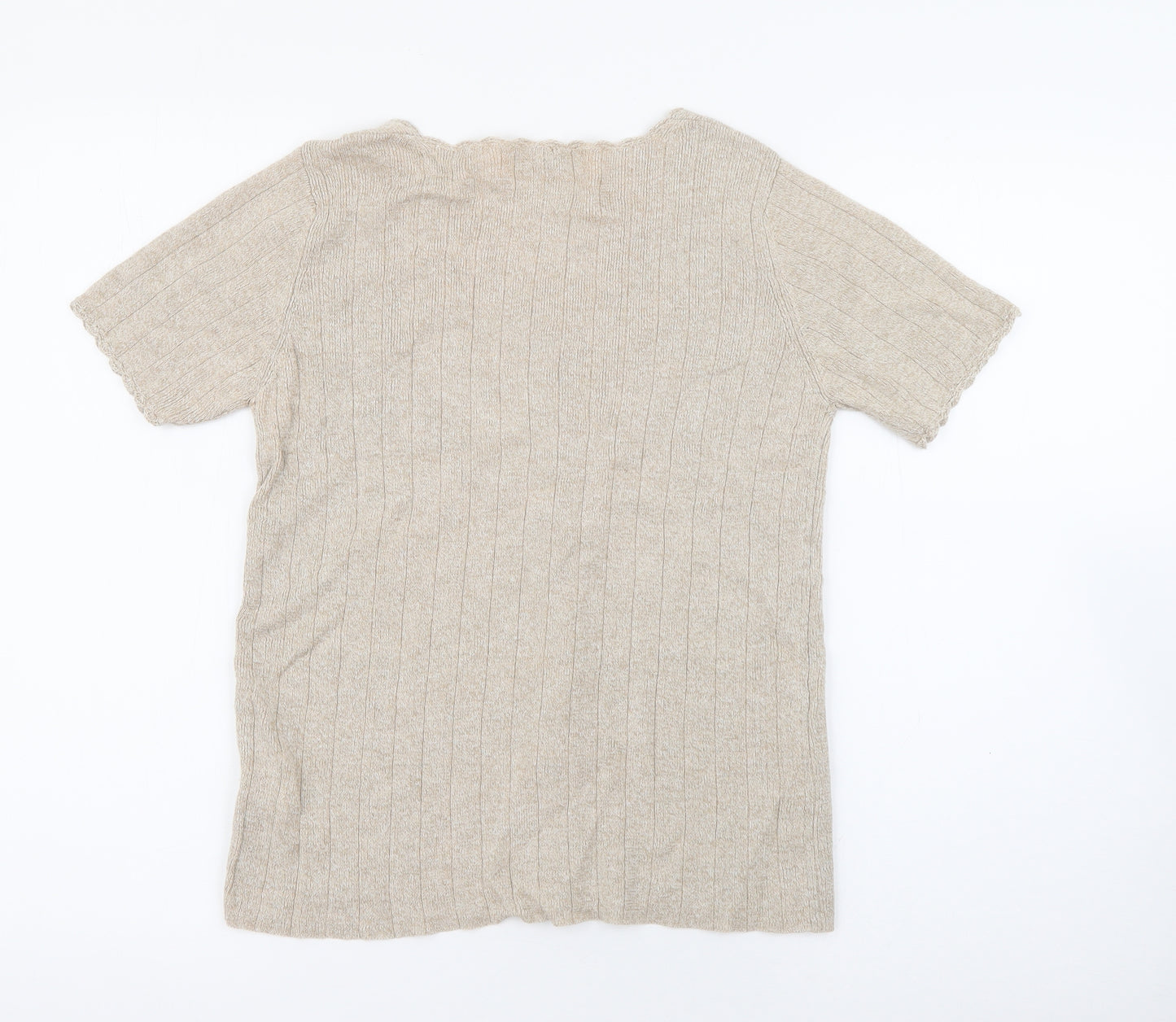 Dorothy Perkins Womens Beige Scoop Neck  Ramie Cardigan Jumper Size 10