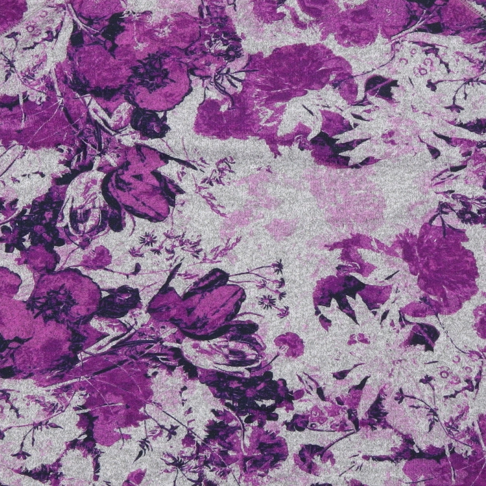 Marks and Spencer Womens Purple Scoop Neck Floral Polyester Pullover Jumper Size 12