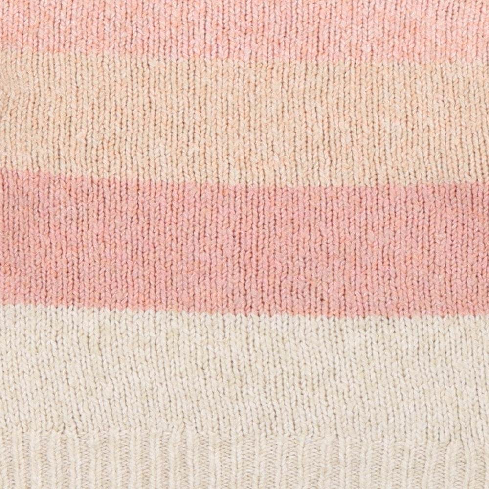 F&F Womens Pink Crew Neck Striped Acrylic Pullover Jumper Size 6