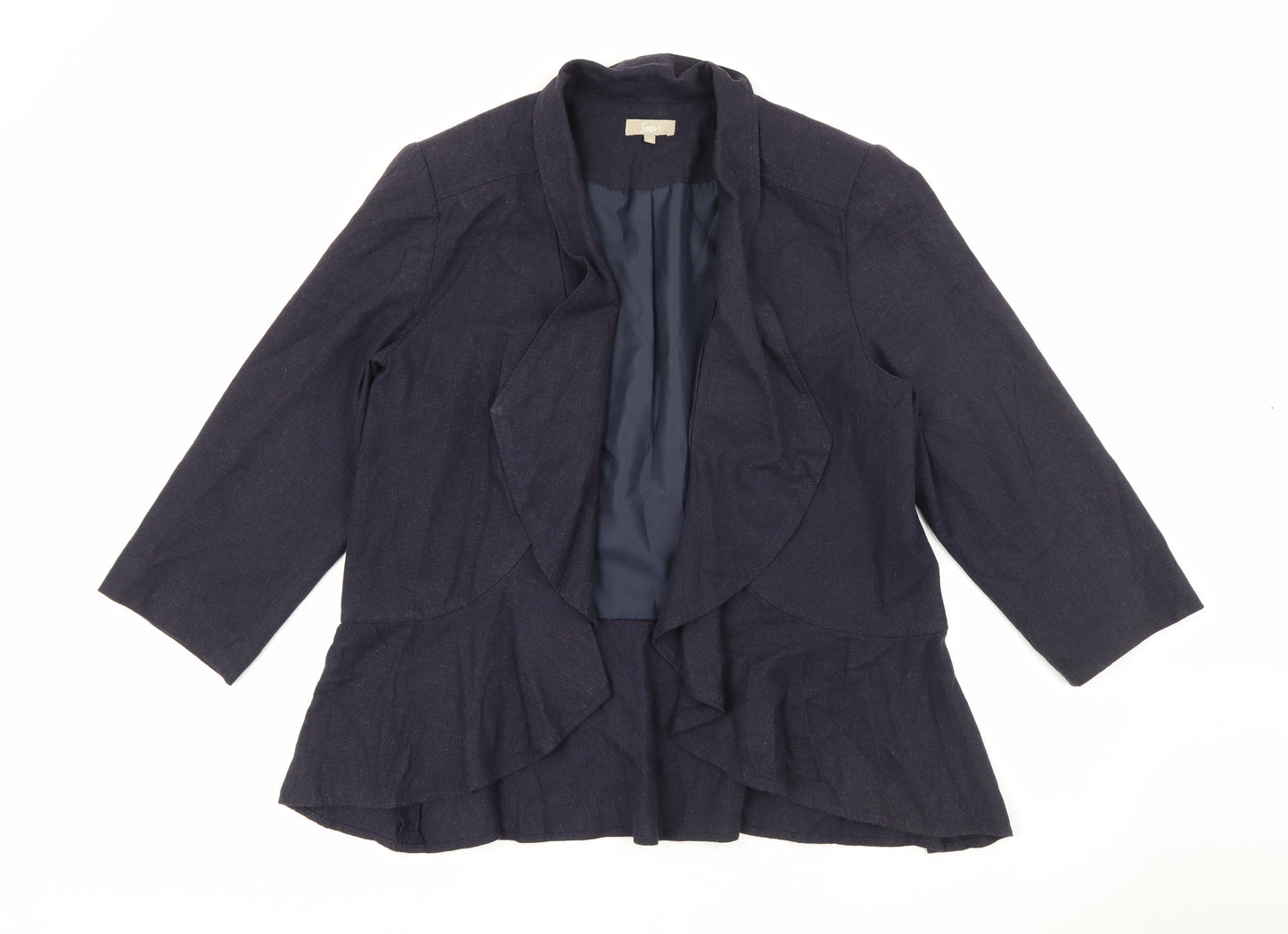 Soon Womens Blue Collared  Linen Cardigan Jumper Size 16