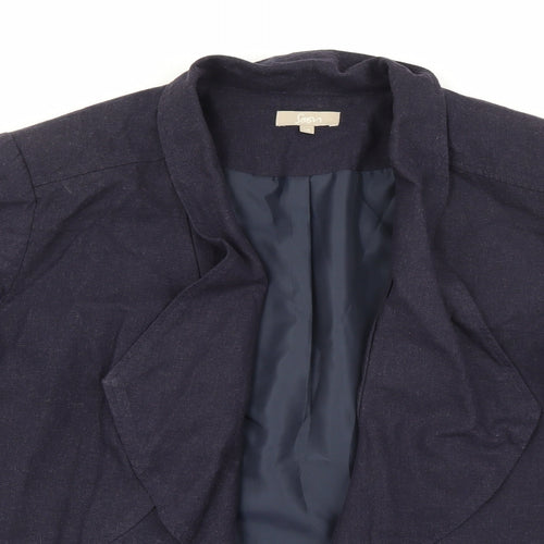 Soon Womens Blue Collared  Linen Cardigan Jumper Size 16