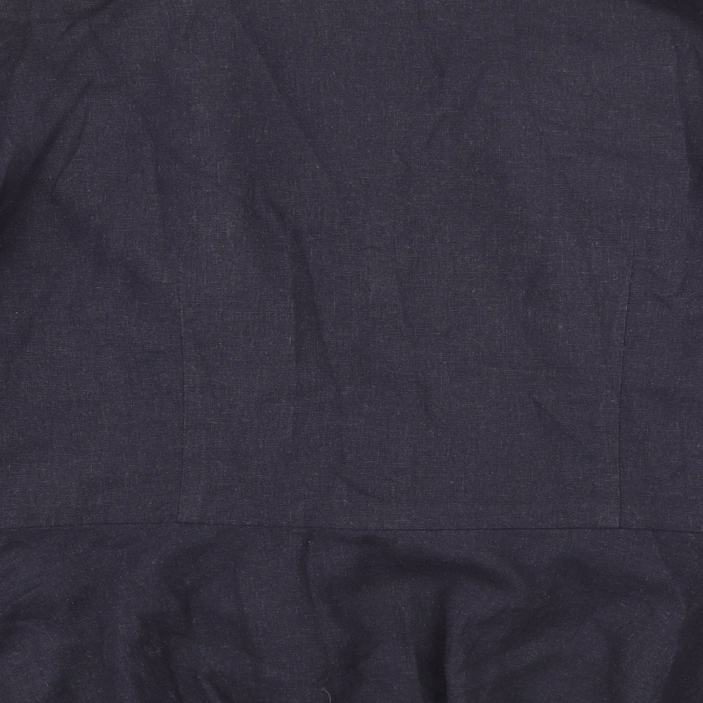 Soon Womens Blue Collared  Linen Cardigan Jumper Size 16