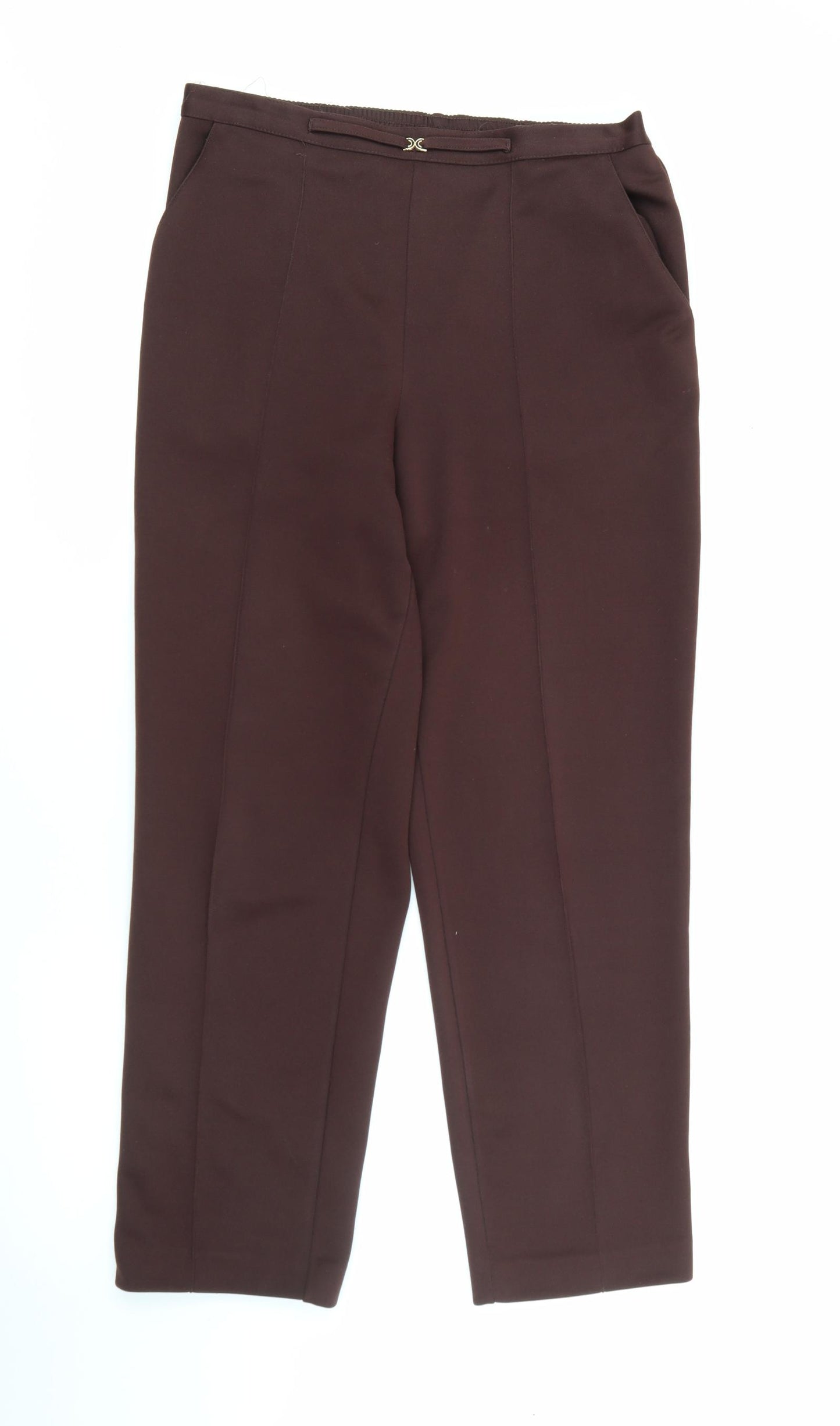 Bonmarché Womens Brown  Polyester Carrot Trousers Size 14 L25 in Regular