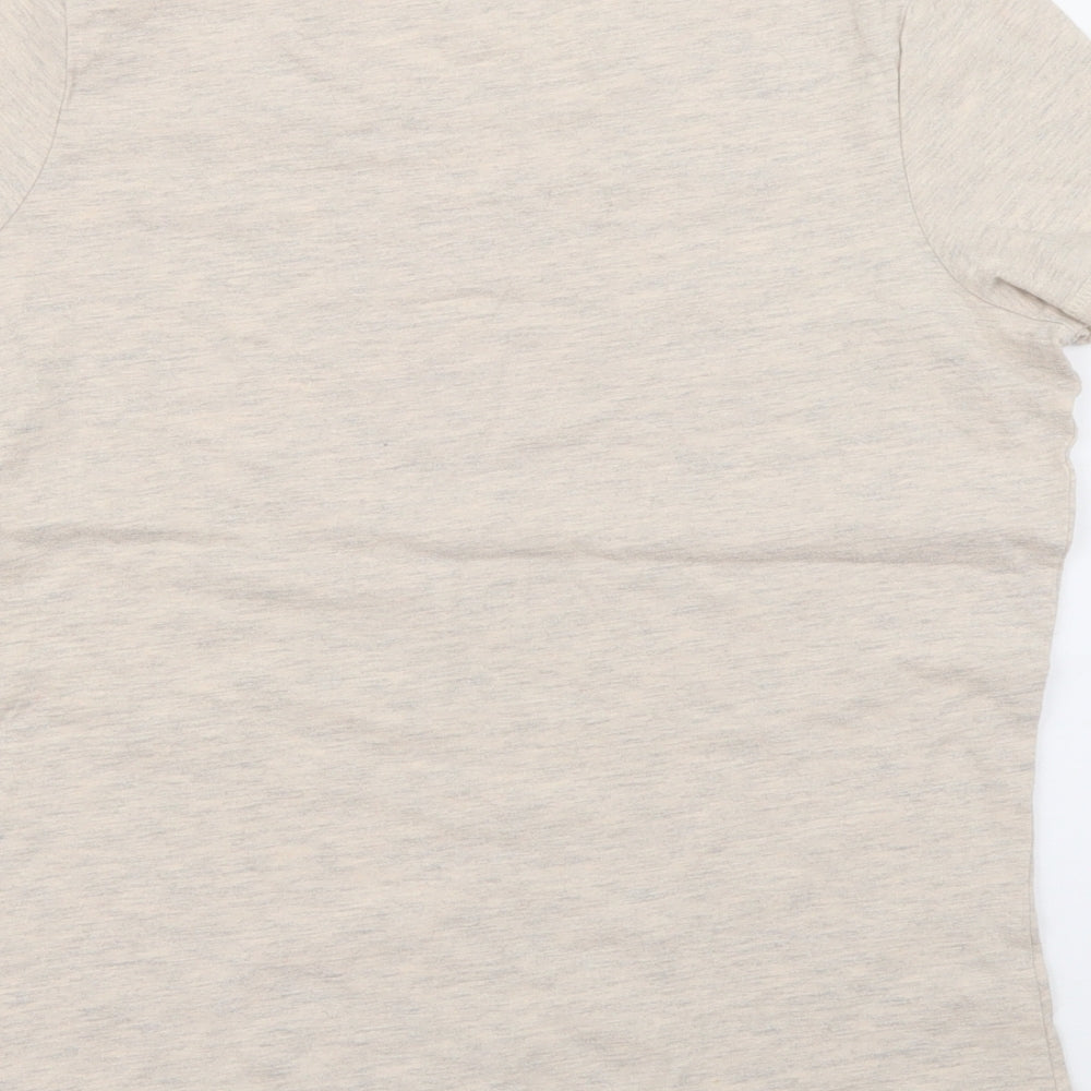 TU Womens Beige  Cotton Basic T-Shirt Size 8 Crew Neck - Hedgehog