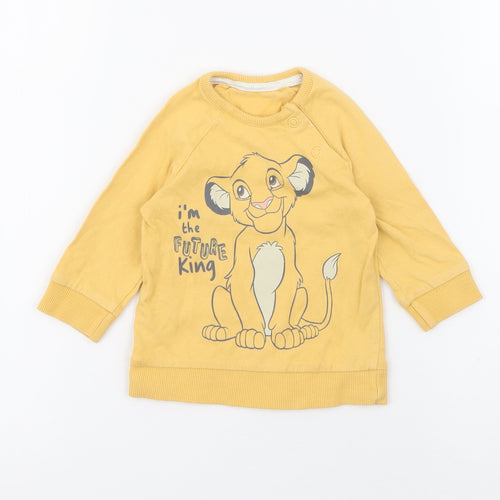 George Baby Yellow  Cotton Pullover Jumper Size 0-3 Months  Snap - Simba Lion king