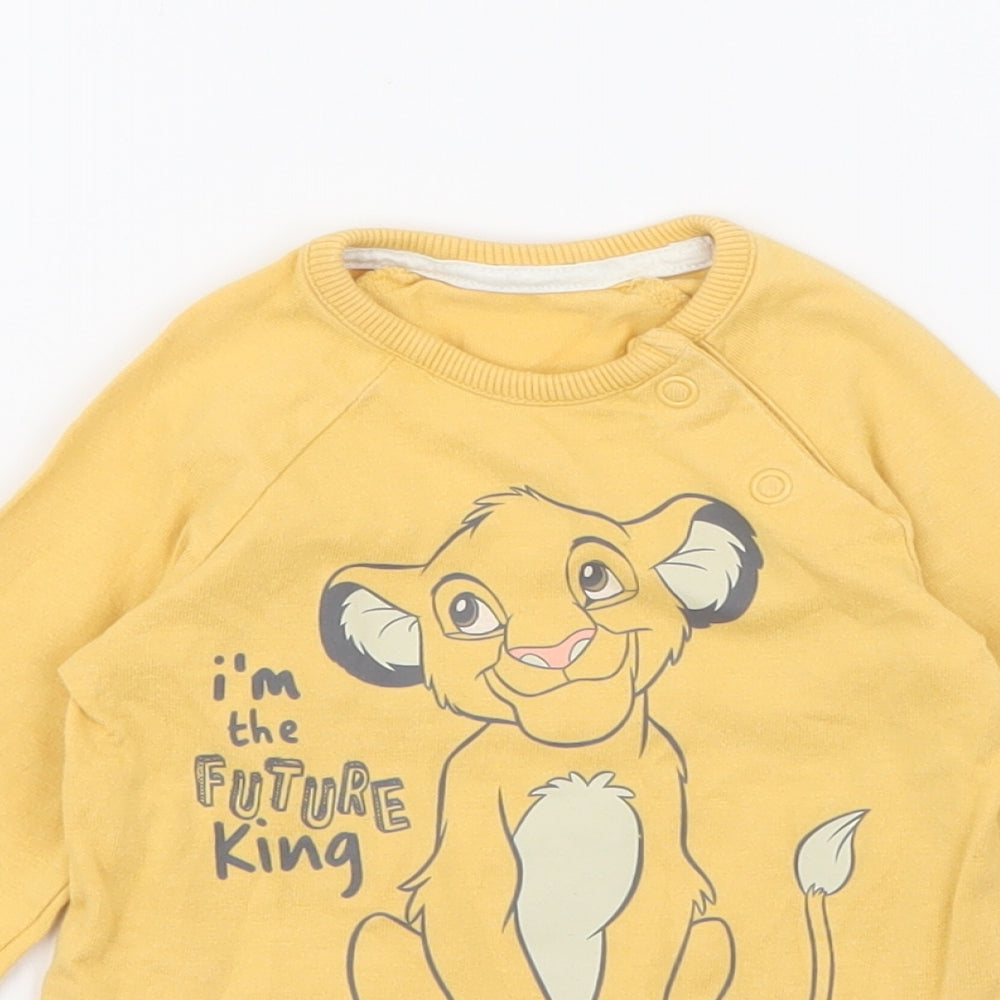 George Baby Yellow  Cotton Pullover Jumper Size 0-3 Months  Snap - Simba Lion king