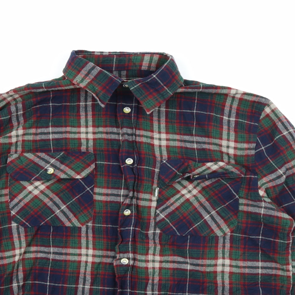 Champion Mens Multicoloured Plaid Cotton  Button-Up Size L Collared Button