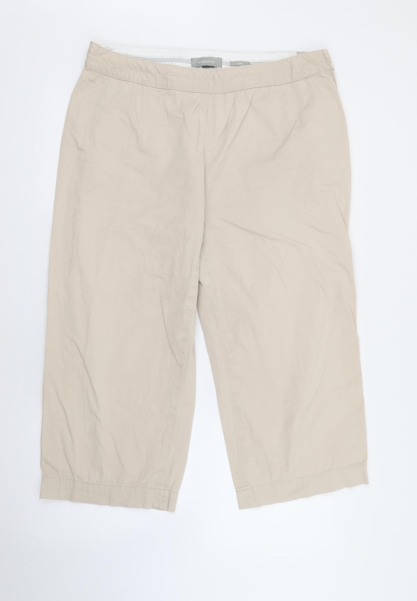 Liz Claiborne Womens Beige  Cotton Trousers  Size 14 L21 in Regular Zip