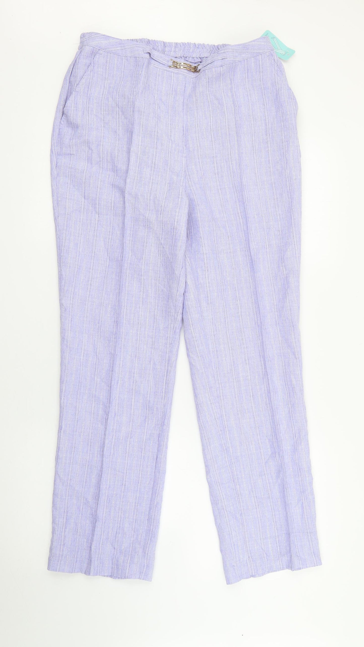 Damart Womens Purple  Polyester Carrot Trousers Size 14 L28 in Regular