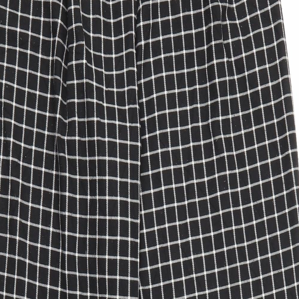 Monki Womens Black Plaid Polyester Carrot Trousers Size 10 L25 in Regular Button