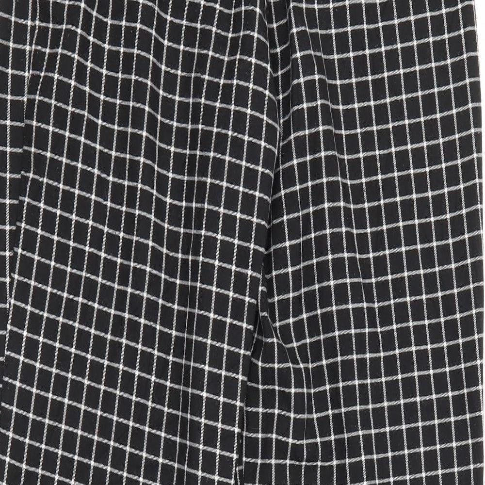 Monki Womens Black Plaid Polyester Carrot Trousers Size 10 L25 in Regular Button
