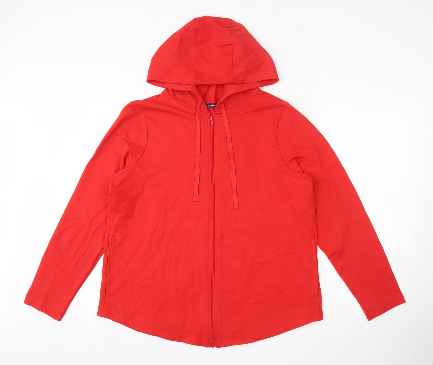 Marks and Spencer Womens Red  100% Cotton Full Zip Hoodie Size 16  Zip