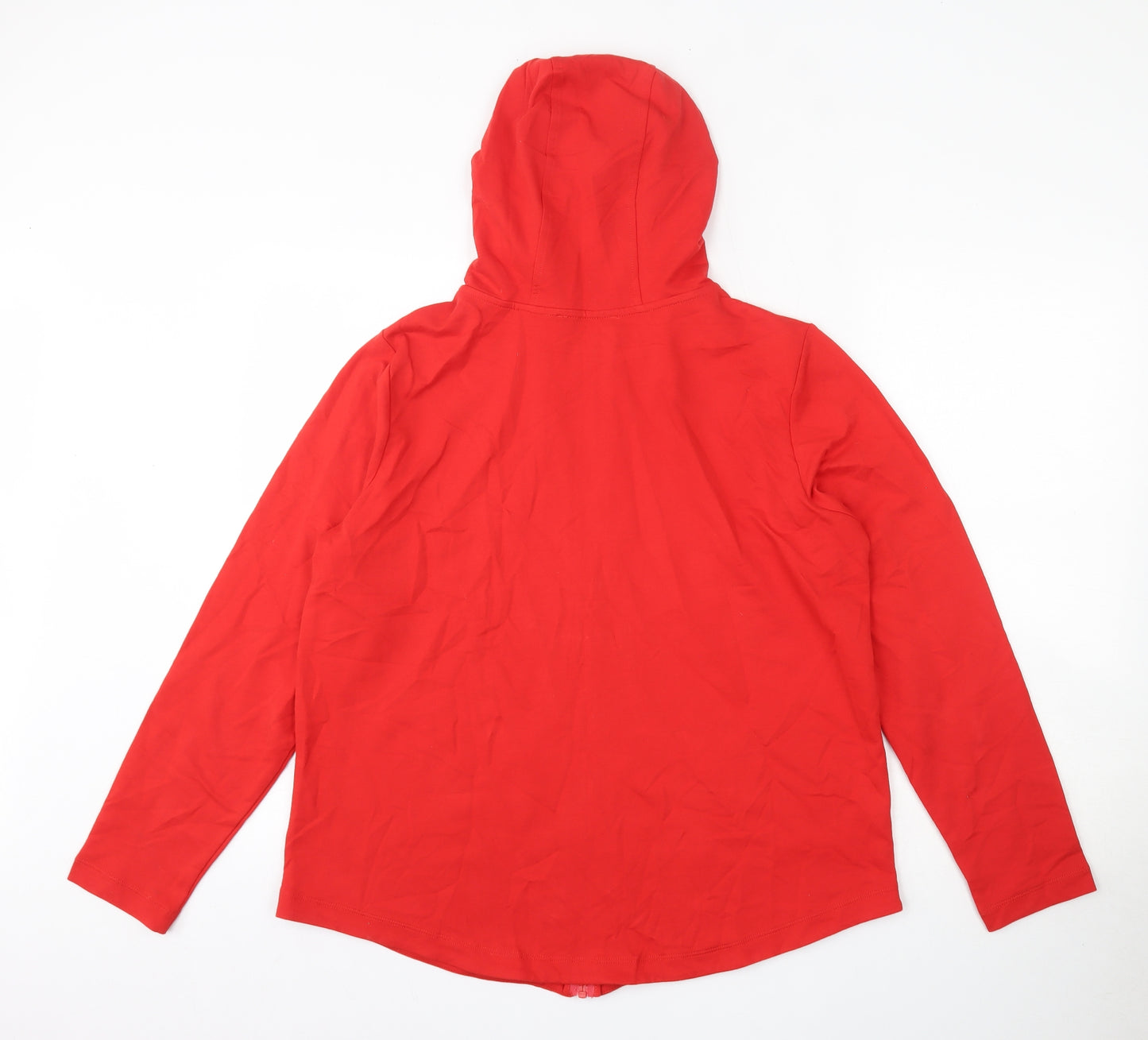 Marks and Spencer Womens Red  100% Cotton Full Zip Hoodie Size 16  Zip