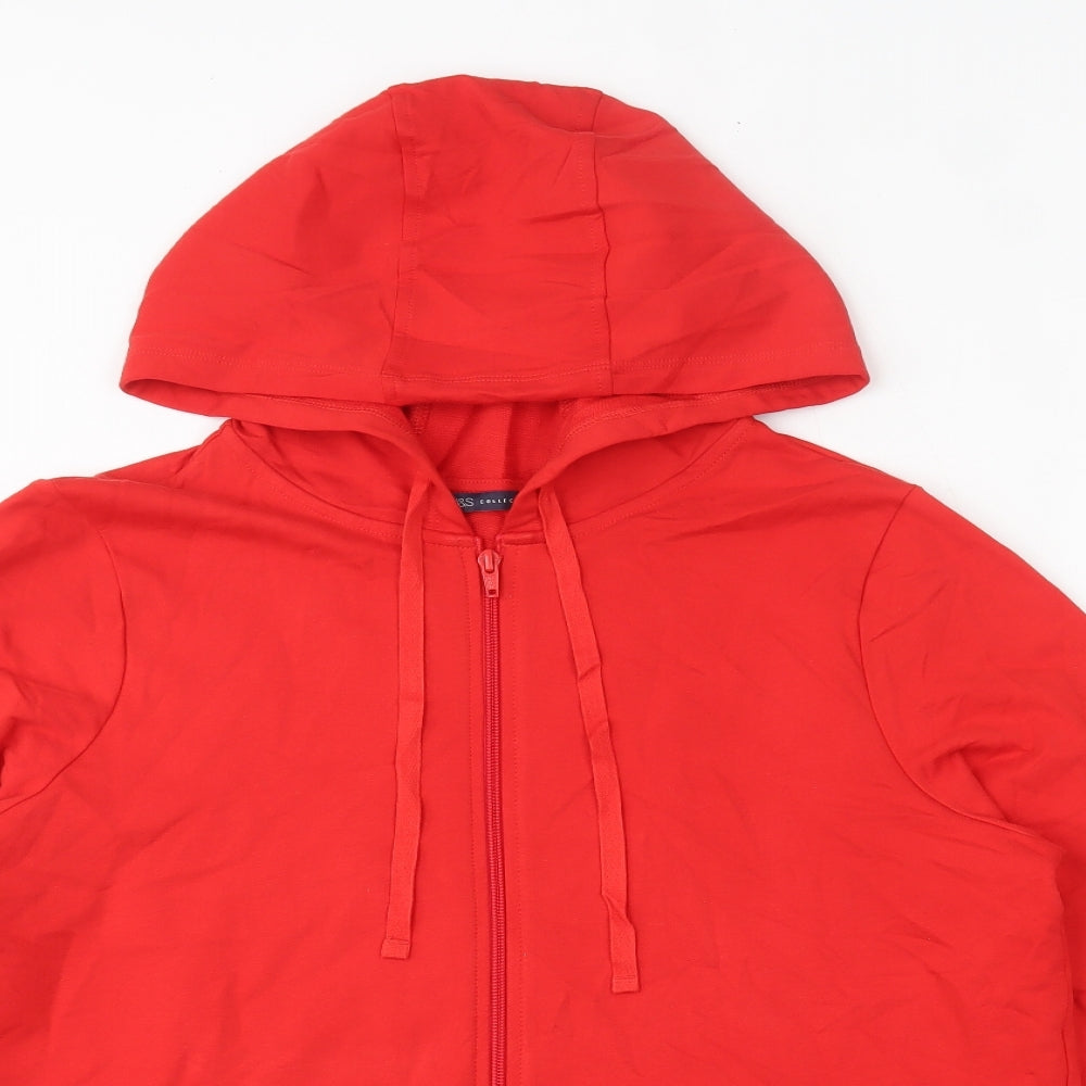 Marks and Spencer Womens Red  100% Cotton Full Zip Hoodie Size 16  Zip