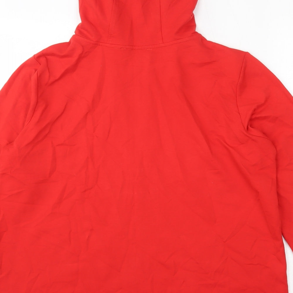 Marks and Spencer Womens Red  100% Cotton Full Zip Hoodie Size 16  Zip