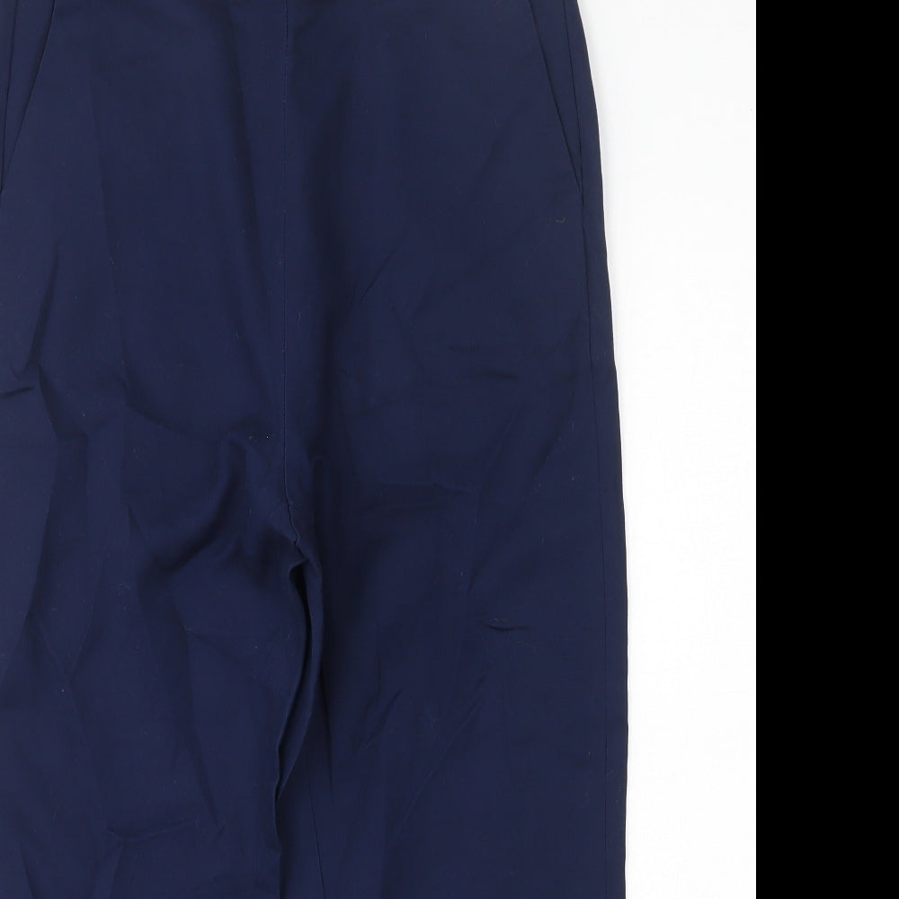 Marks and Spencer Womens Blue  Cotton Capri Trousers Size 12 L22 in Regular Button