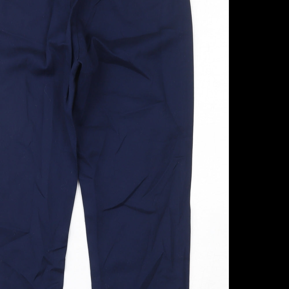 Marks and Spencer Womens Blue  Cotton Capri Trousers Size 12 L22 in Regular Button