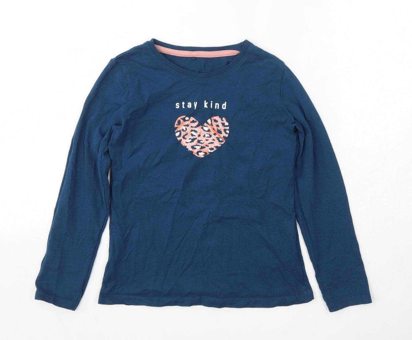 George Girls Blue  100% Cotton Basic T-Shirt Size 7-8 Years Round Neck