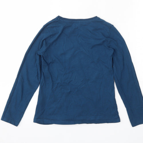 George Girls Blue  100% Cotton Basic T-Shirt Size 7-8 Years Round Neck