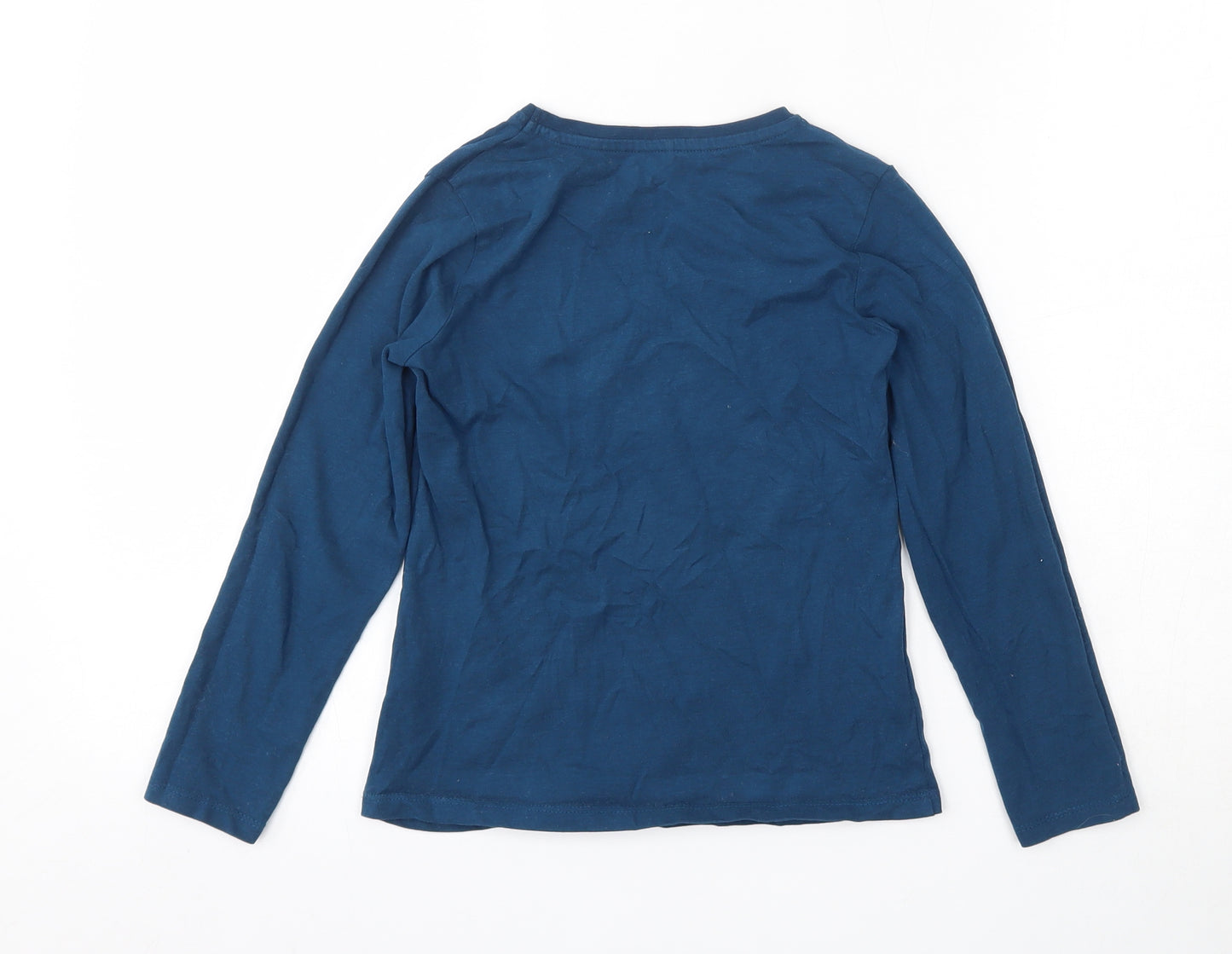 George Girls Blue  100% Cotton Basic T-Shirt Size 7-8 Years Round Neck