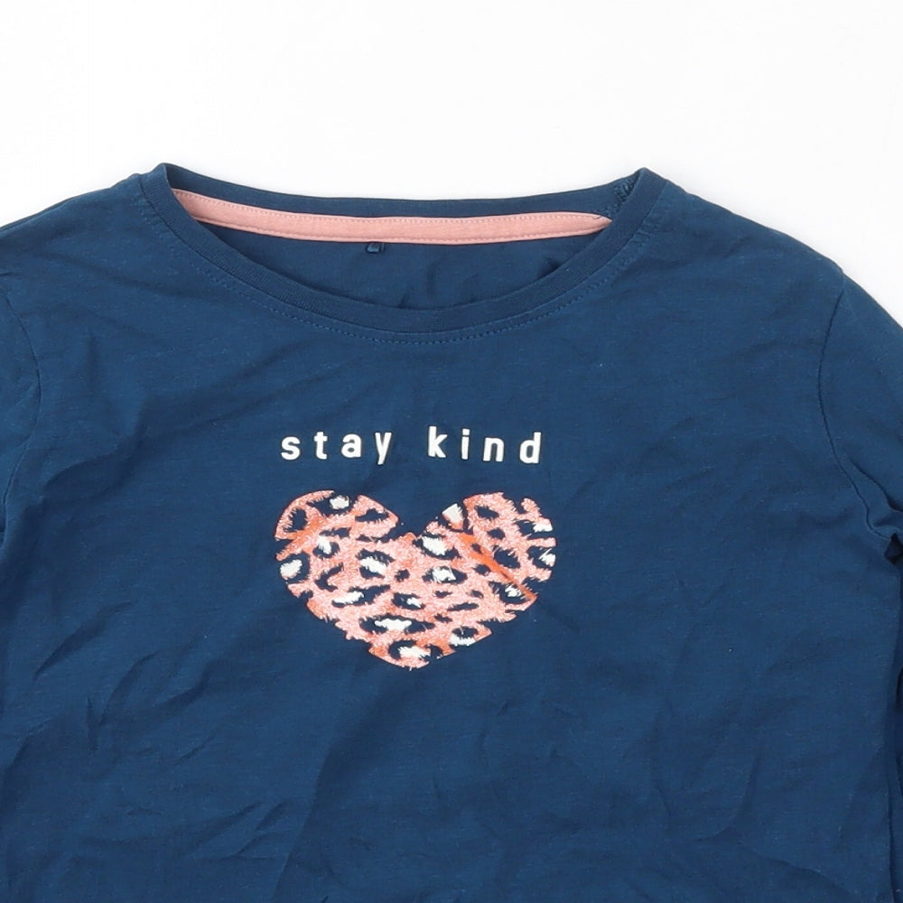 George Girls Blue  100% Cotton Basic T-Shirt Size 7-8 Years Round Neck