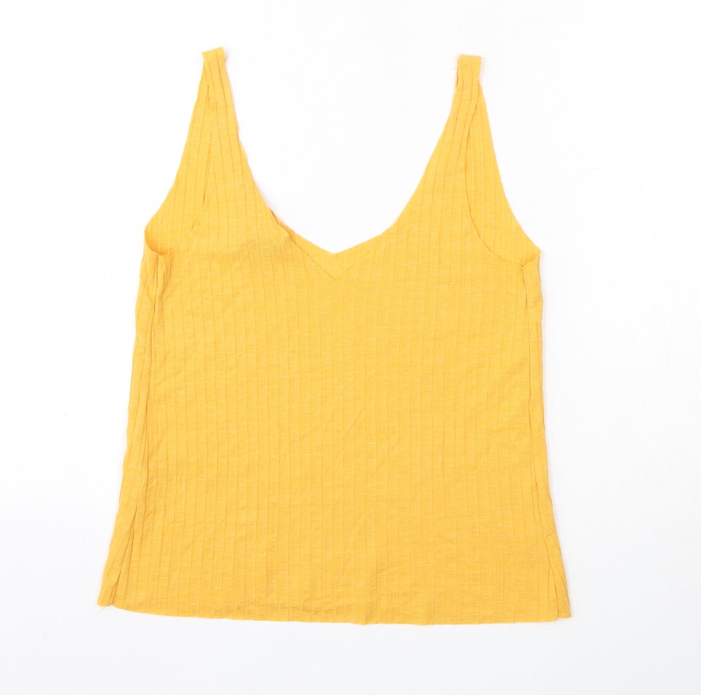 Primark Womens Yellow  Polyester Basic Tank Size 8 V-Neck