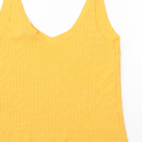 Primark Womens Yellow  Polyester Basic Tank Size 8 V-Neck
