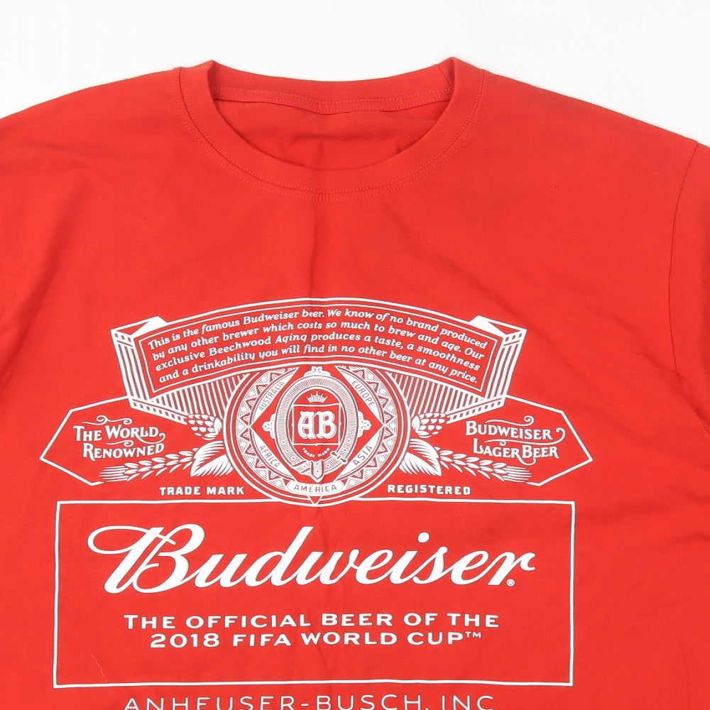Budweiser Mens Red  Cotton  T-Shirt Size XL Round Neck