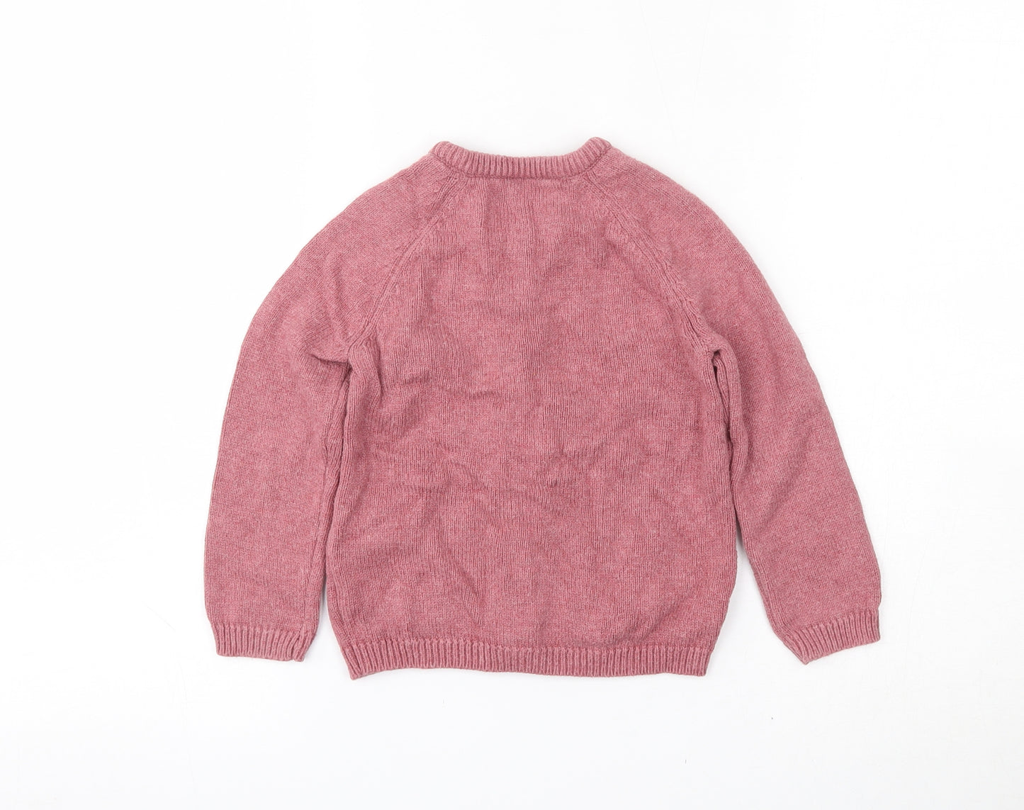 TU Girls Pink Round Neck  Cotton Cardigan Jumper Size 3-4 Years  Button - Dog
