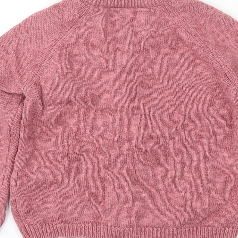 TU Girls Pink Round Neck  Cotton Cardigan Jumper Size 3-4 Years  Button - Dog