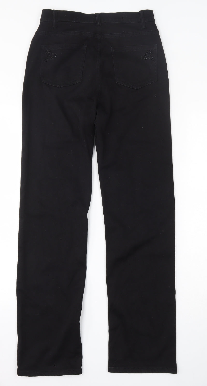 Per Una Womens Black  Cotton Bootcut Jeans Size 8 L30 in Regular Button
