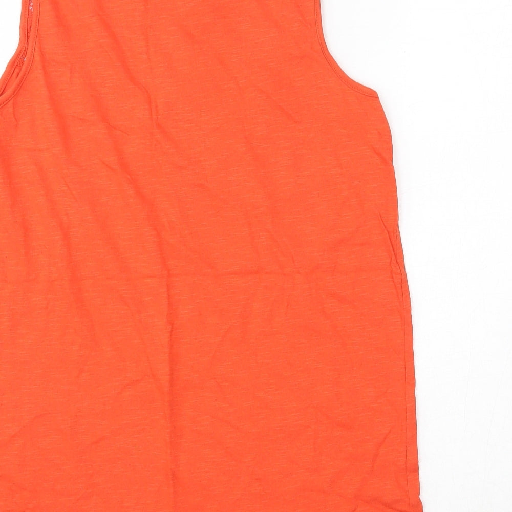 Primark Womens Orange  100% Cotton Basic Tank Size 10 Round Neck