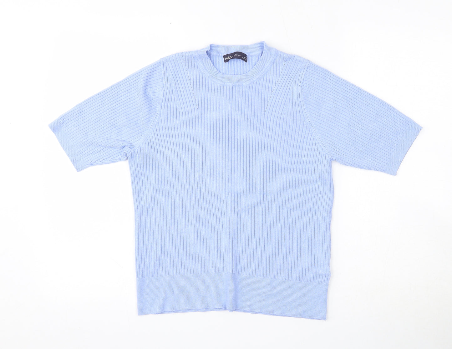 Marks and Spencer Womens Blue Round Neck  Viscose Pullover Jumper Size 16