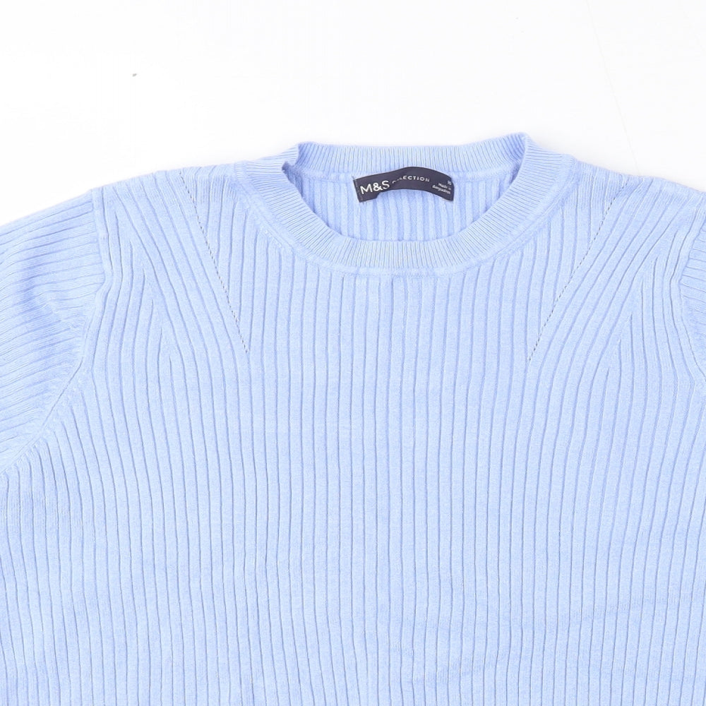 Marks and Spencer Womens Blue Round Neck  Viscose Pullover Jumper Size 16