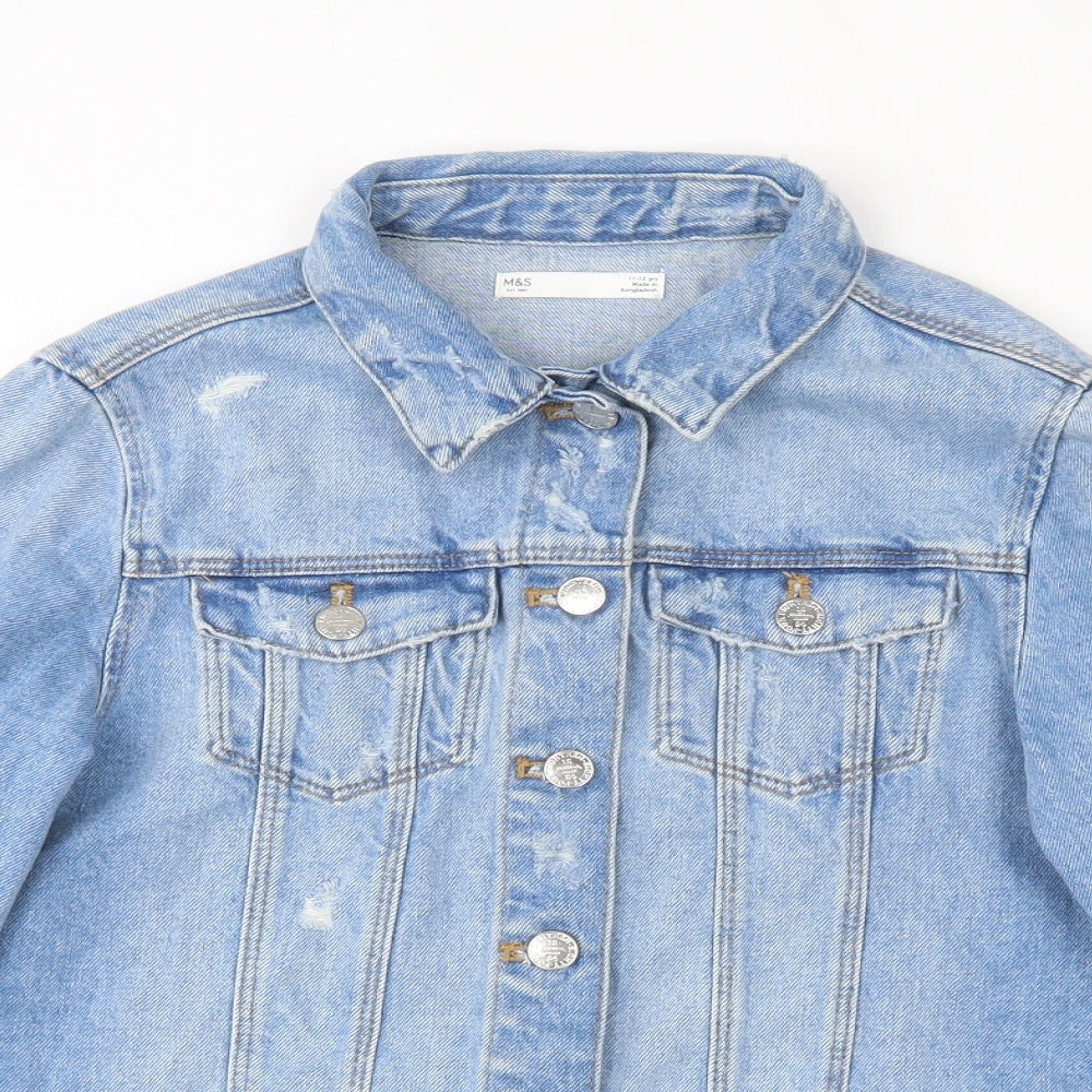 Marks and Spencer Girls Blue   Jacket  Size 11-12 Years  Button
