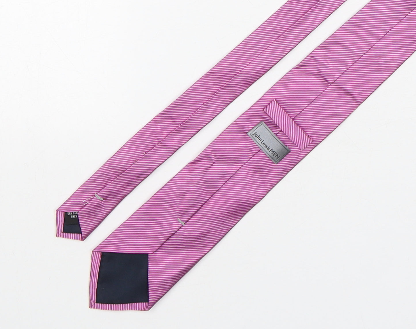 John Lewis  Mens Pink Striped Silk Pointed Tie One Size