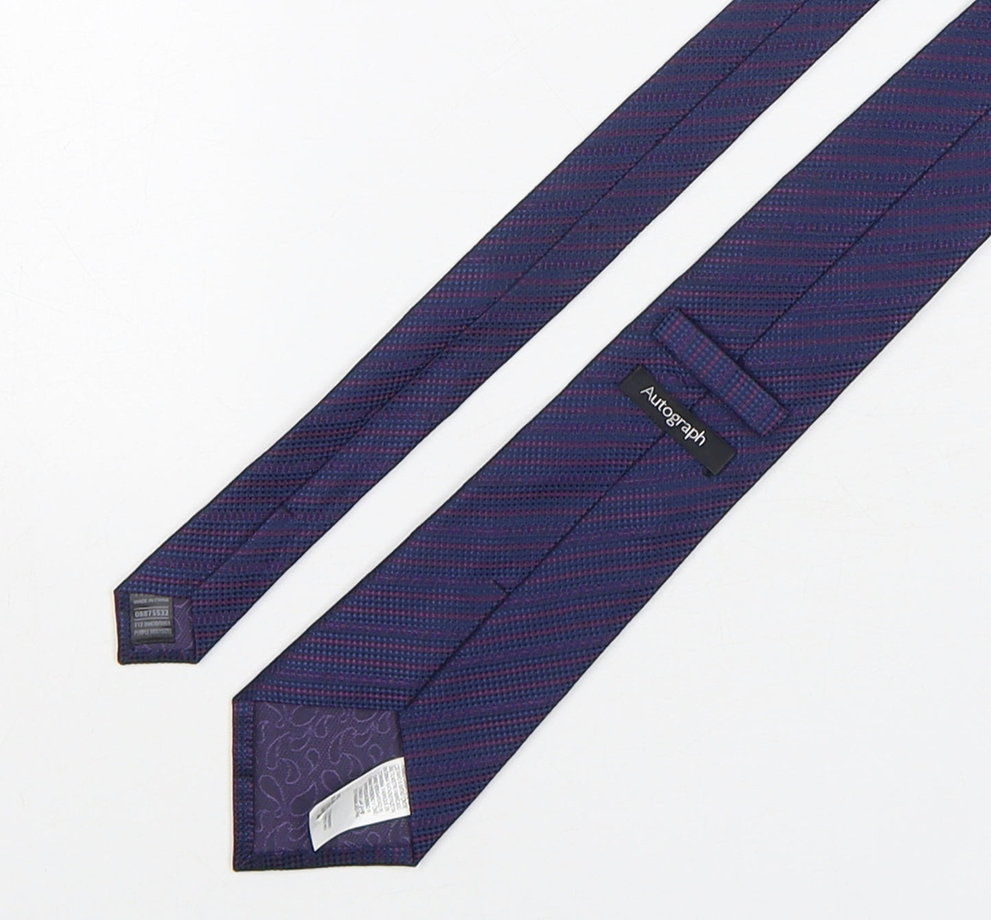 Autograph Mens Multicoloured Striped Silk Pointed Tie One Size