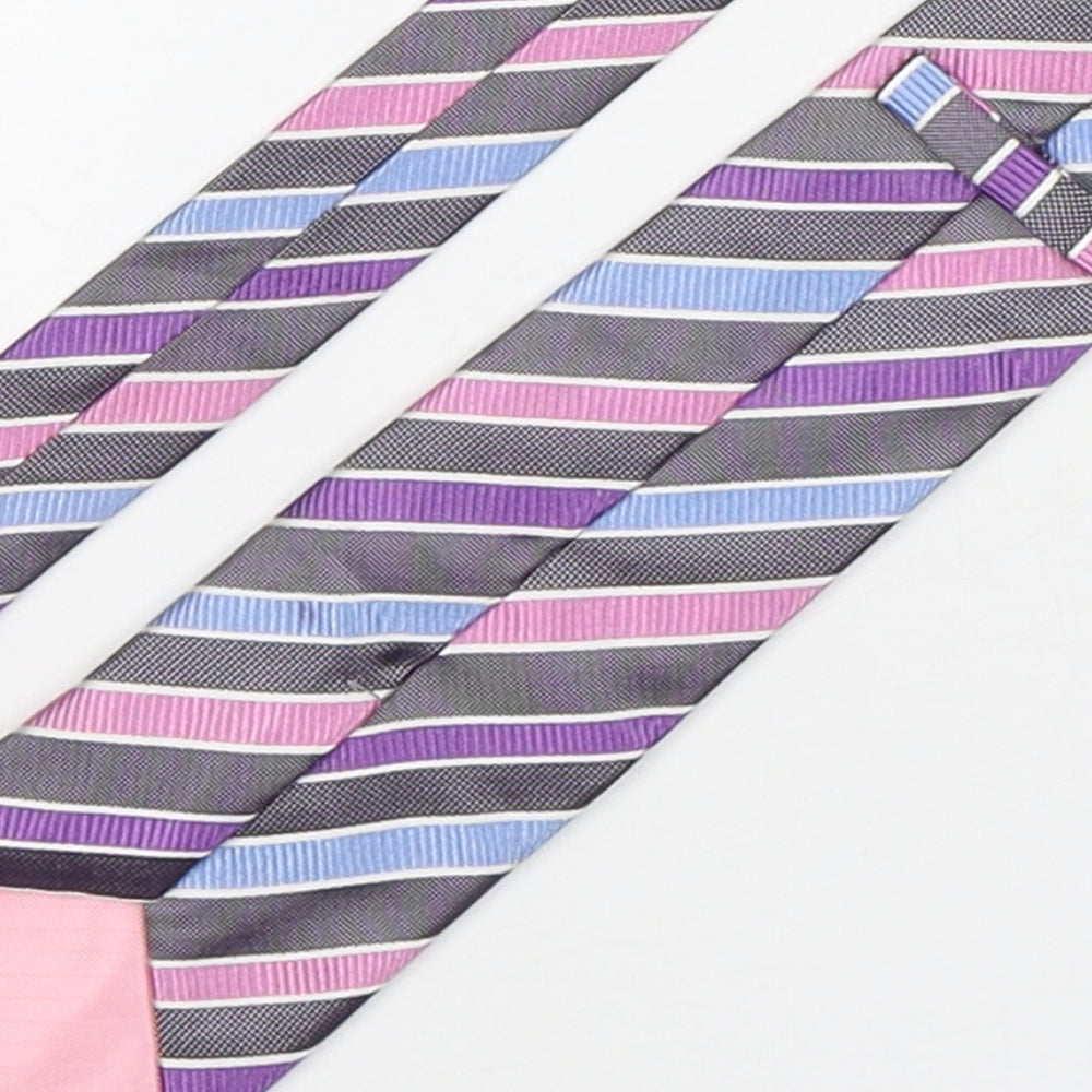 Marks and Spencer Mens Multicoloured Striped Silk Pointed Tie One Size