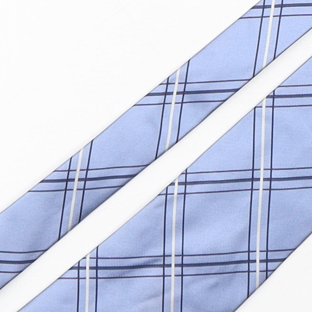 Linea  Mens Blue Plaids & Checks Silk Pointed Tie One Size
