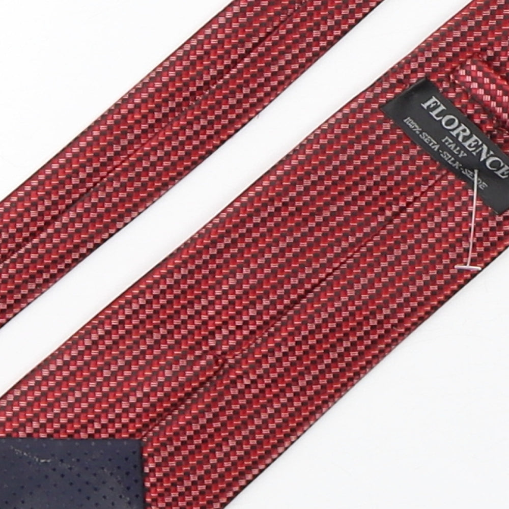 Florence Mens Red Geometric Silk Pointed Tie One Size