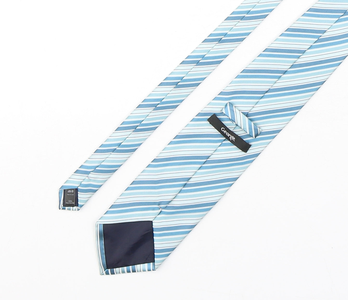 George Mens Green Striped Polyester Pointed Tie One Size