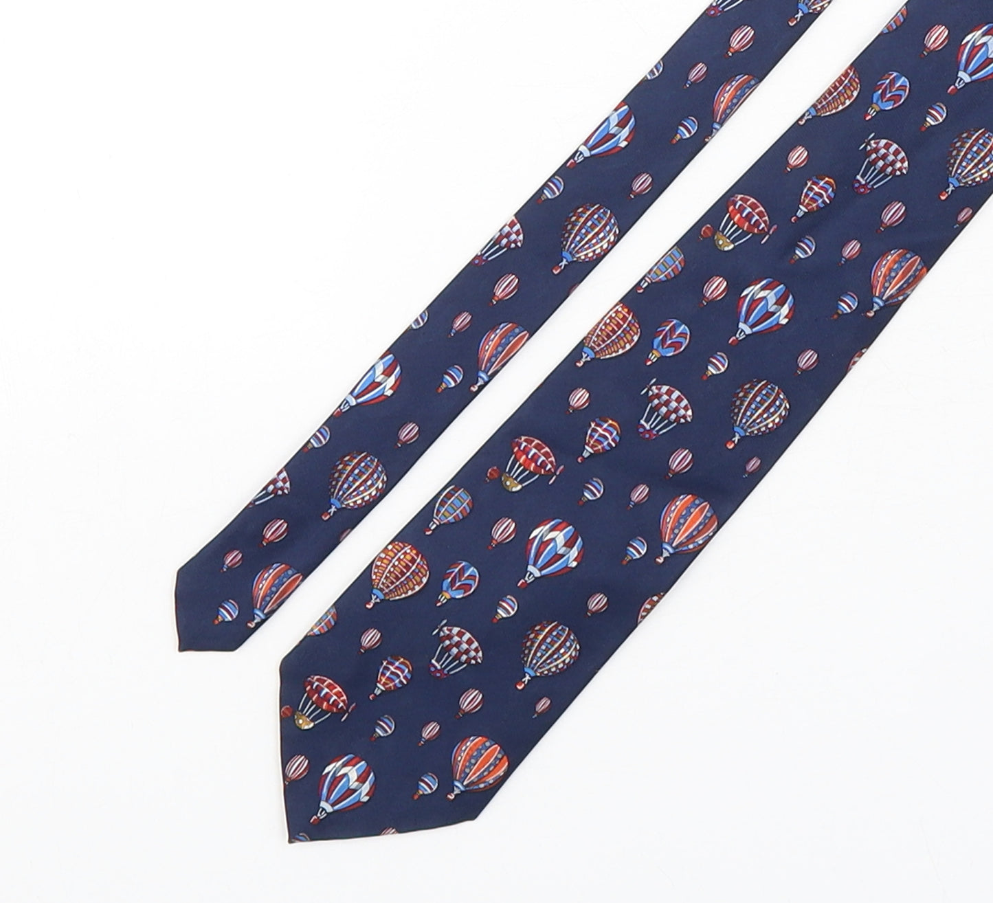 Marks and Spencer Mens Blue Geometric Silk Pointed Tie One Size - Hot Air Balloons