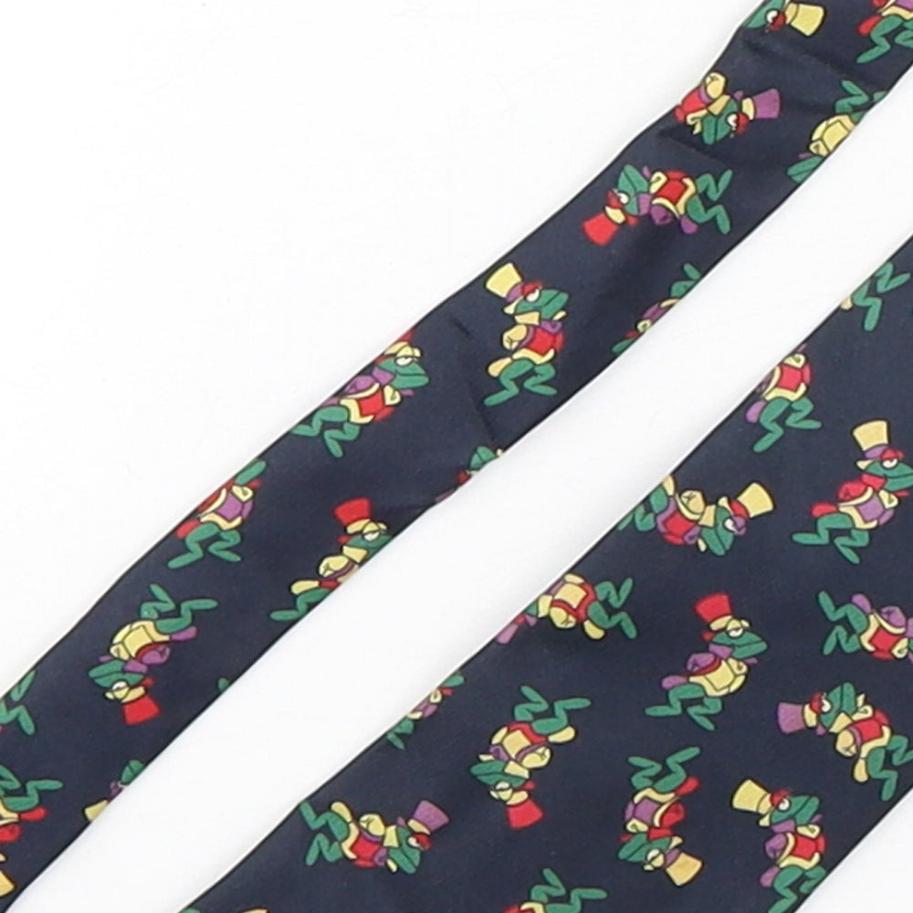 Budd Mens Multicoloured Geometric Silk Pointed Tie One Size - Frog Print