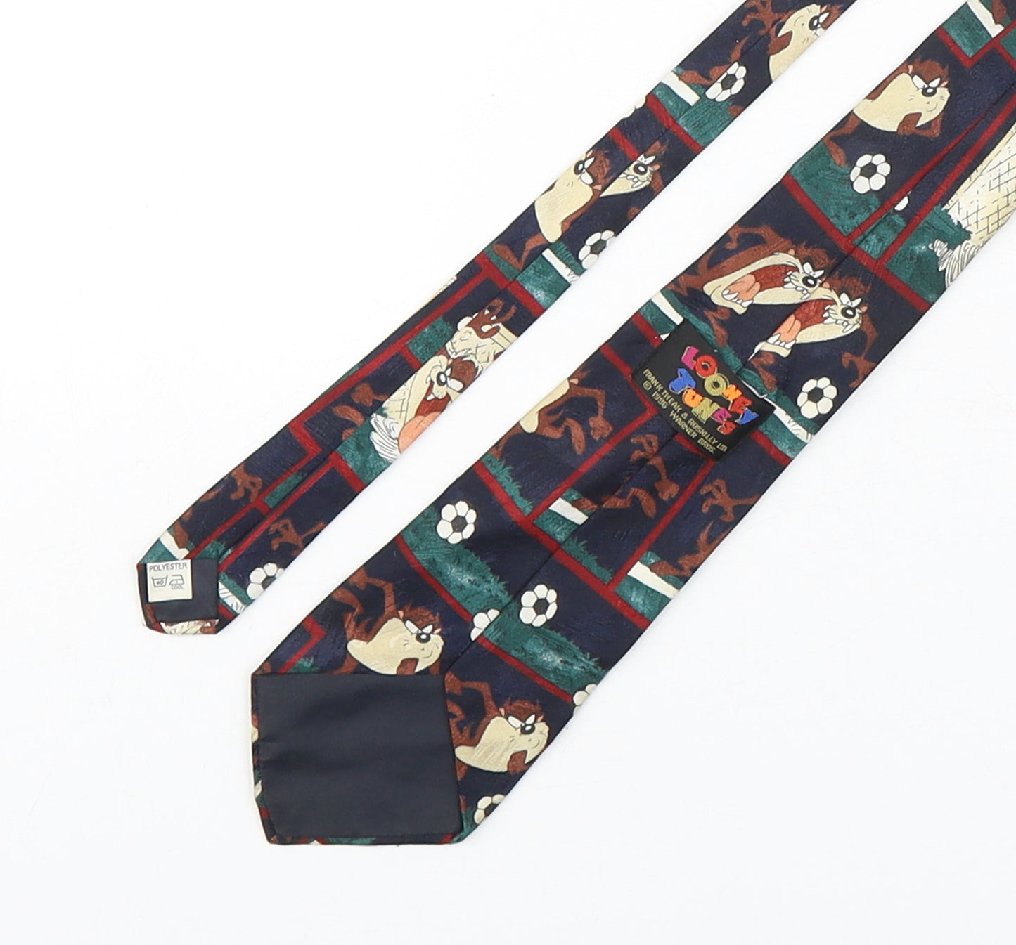 Looney Tunes  Mens Multicoloured Geometric Polyester Pointed Tie One Size - Tasmanian Devil