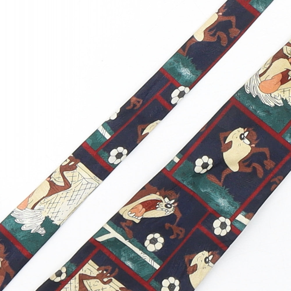 Looney Tunes  Mens Multicoloured Geometric Polyester Pointed Tie One Size - Tasmanian Devil