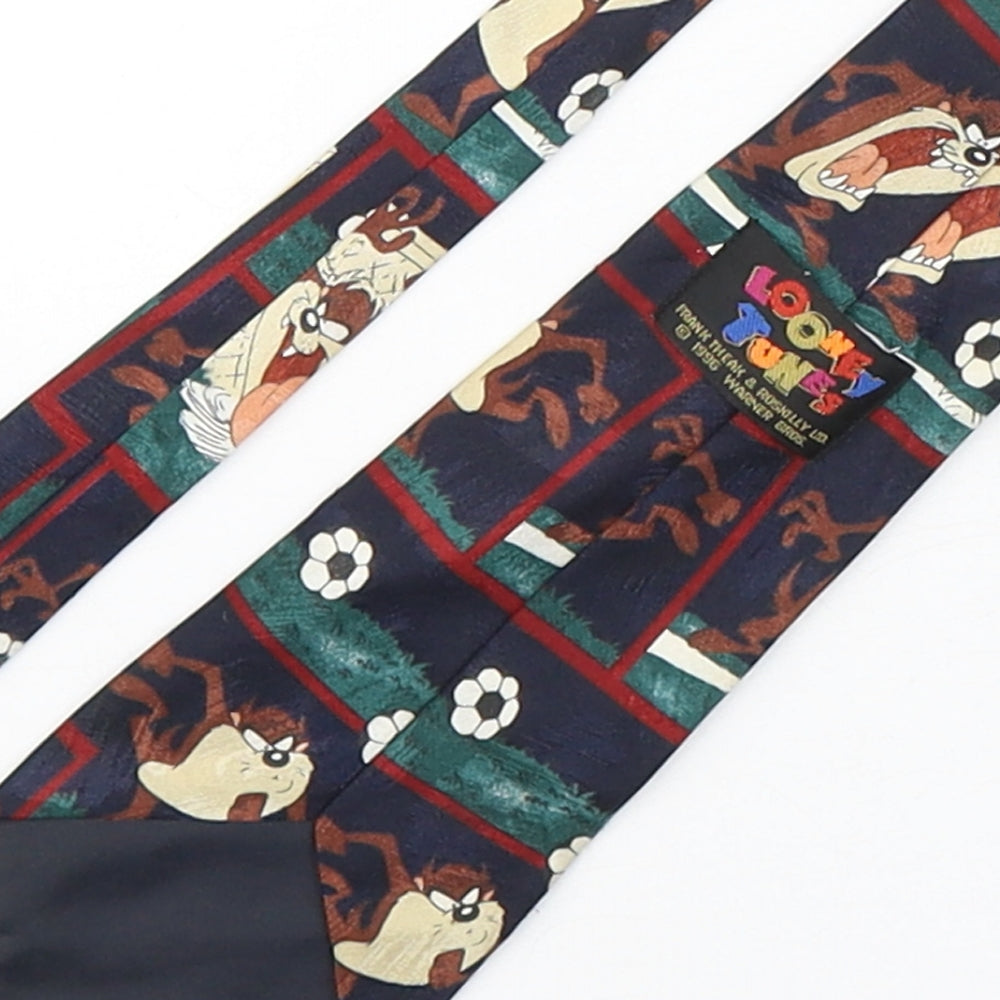 Looney Tunes  Mens Multicoloured Geometric Polyester Pointed Tie One Size - Tasmanian Devil