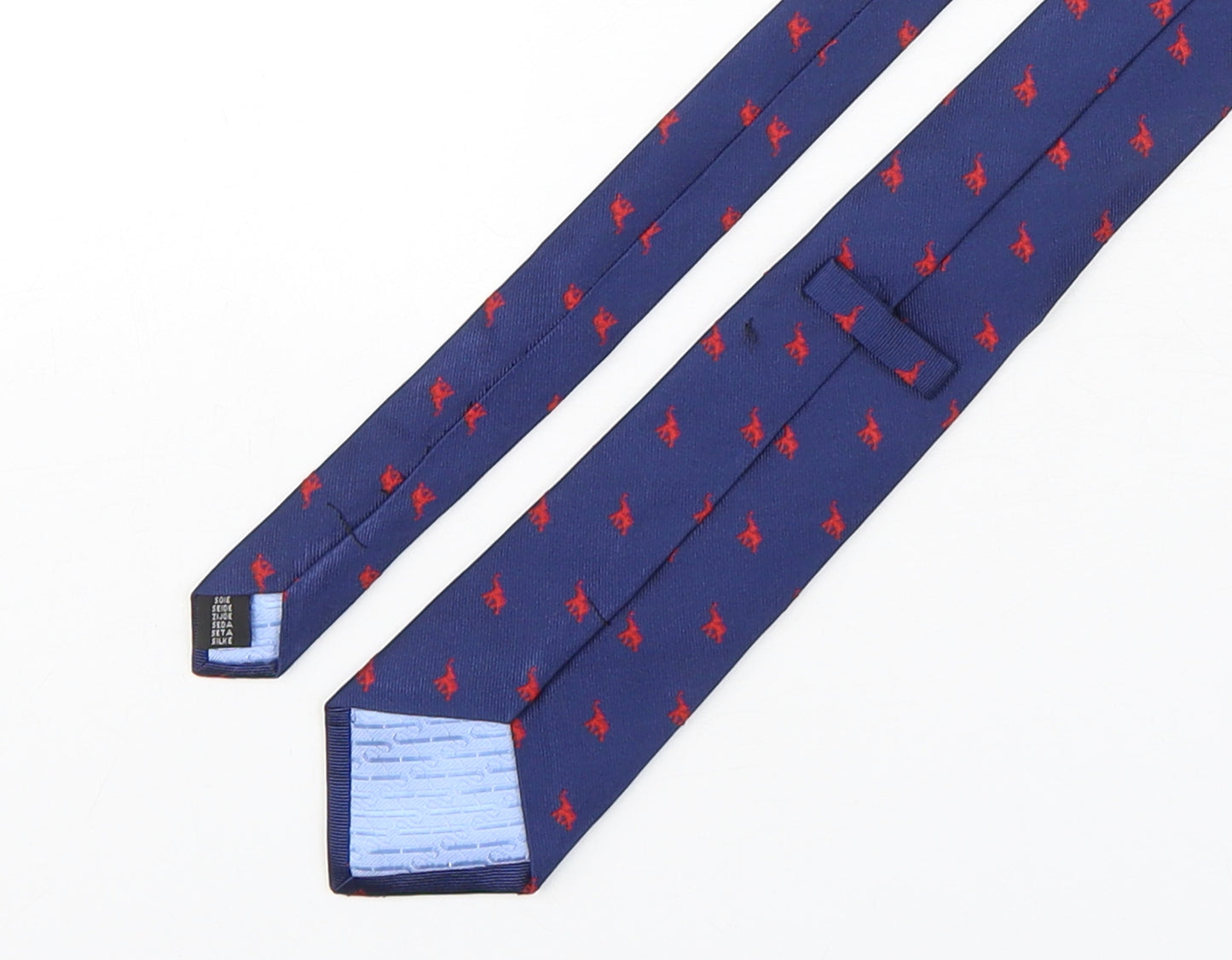 PreWorn  Mens Blue Geometric Silk Pointed Tie One Size - Elephants