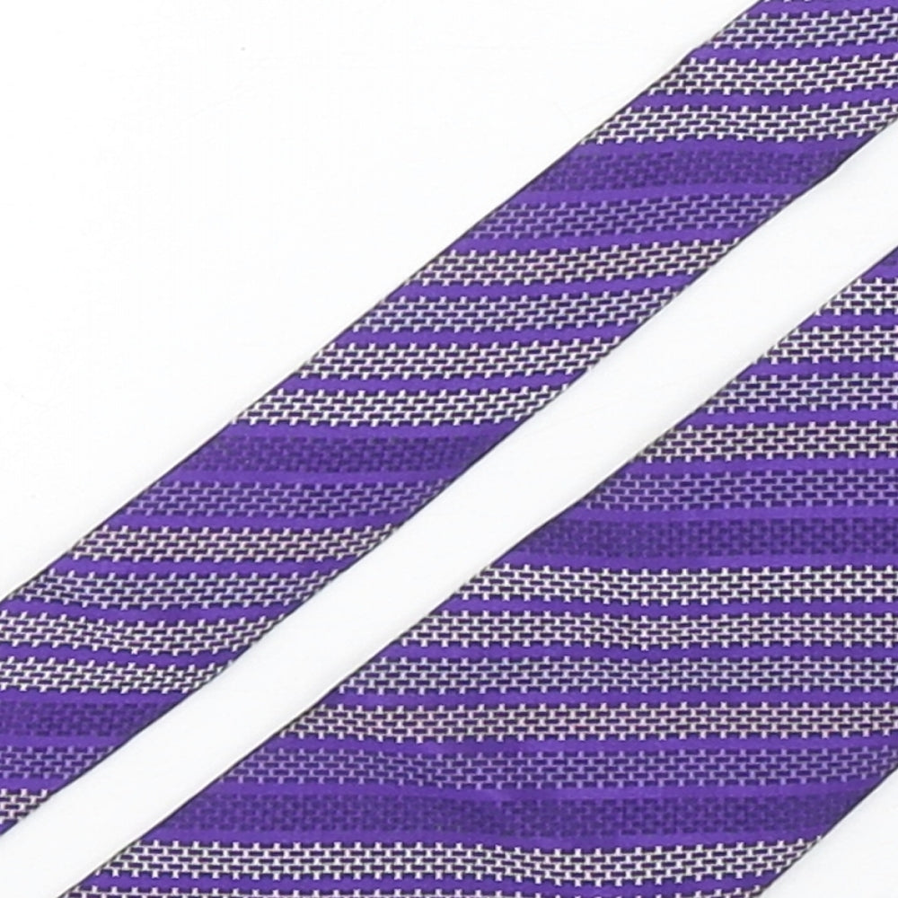 Luciano Versi  Mens Purple Striped Silk Pointed Tie One Size