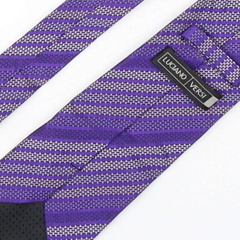 Luciano Versi  Mens Purple Striped Silk Pointed Tie One Size